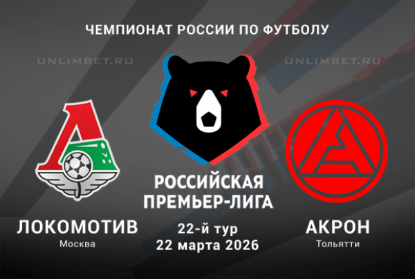 Локомотив - Акрон: прогноз и ставки на матч РПЛ 22.03.2026 | Кф 2.15