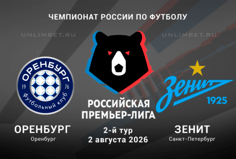 Оренбург &ndash; Зенит прогноз на 02.08.2026 | РПЛ 2026/2027 ставки