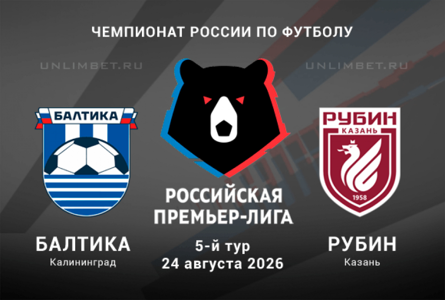 Балтика &ndash; Рубин 24.08.2026: аналитика матча РПЛ и сравнение коэффициентов