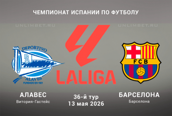 Алавес &mdash; Барселона прогноз на 13.05.2026 36 тур Ла Лиги Испании