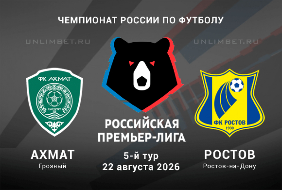 Ахмат &ndash; Ростов 22.08.2026 прогноз и ставки на 5 тур Чемпионата России