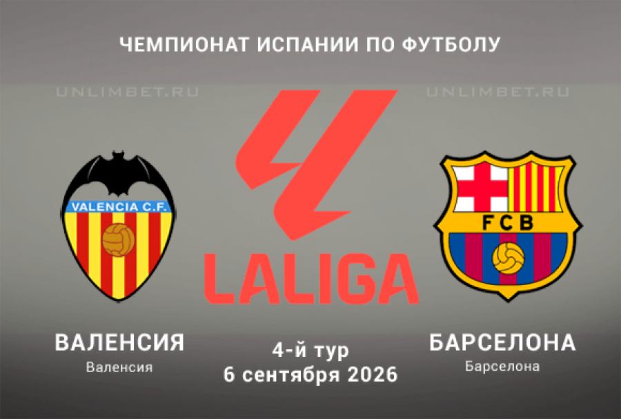 Прогноз на матч Валенсия &ndash; Барселона 6 сентября 2026 4 тур Ла Лиги