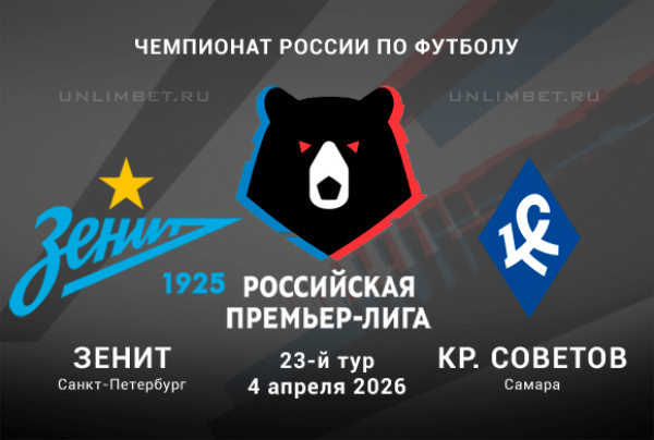 Зенит - Крылья Советов: прогноз и ставки на матч РПЛ 04.04.2026 | кф 1.95