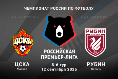 Прогноз на ЦСКА &ndash; Рубин 12.09.2026 РПЛ 8 тур