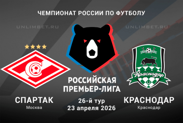 Прогноз на Спартак &ndash; Краснодар 23 апреля 2026: анализ и вариант ставки
