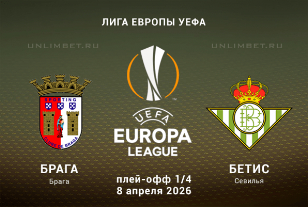 Брага &ndash; Бетис прогноз на 1/4 плей-офф ЛЕ 8 апреля 2026