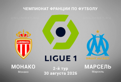 Монако &ndash; Марсель 30.08.2026: коэффициенты, прогноз и разбор линии