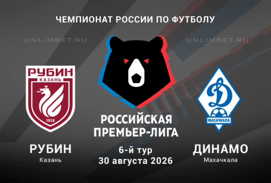 Рубин &ndash; Динамо Мх 30.08.2026 прогноз и ставки на 6 тур Чемпионата России