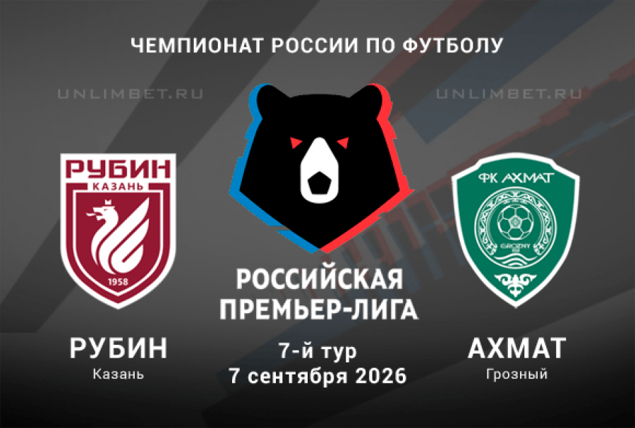 Рубин &ndash; Ахмат прогноз 07.09.2026 7 тур РПЛ кф 2.65