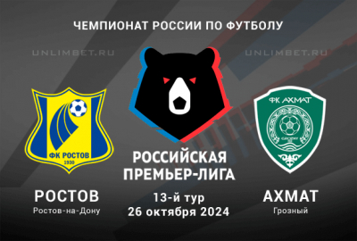 Ростов &mdash; Ахмат прогноз на РПЛ с кф 2.05 26.10.2024 13 тур