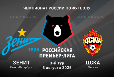 Зенит &mdash; ЦСКА прогноз на 3.08.2025: Ставка Обе забьют кф. 1,96