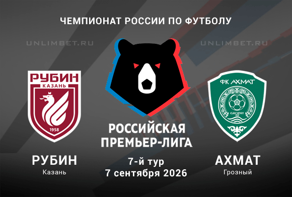 Рубин – Ахмат прогноз 07.09.2026 7 тур РПЛ кф 2.65