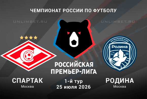 Спартак – Родина 25.07.2026 прогноз и ставки | Чемпионат России