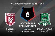 Рубин — Краснодар 26.07.2026: Анализ линии и неочевидный прогноз